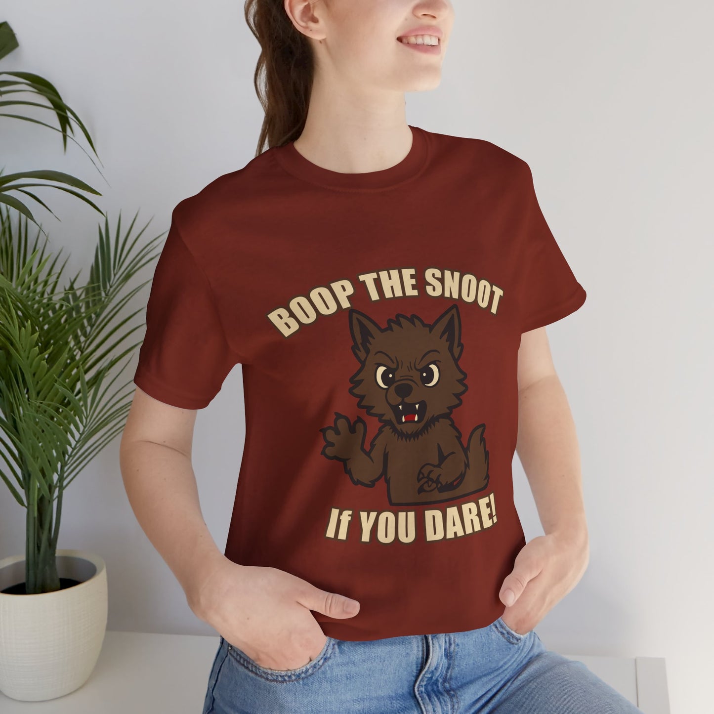 Boop the Snoot If You Dare Halloween Shirt – Funny Werewolf Halloween Graphic Unisex Jersey Short Sleeve Tee for Dog Lovers.
