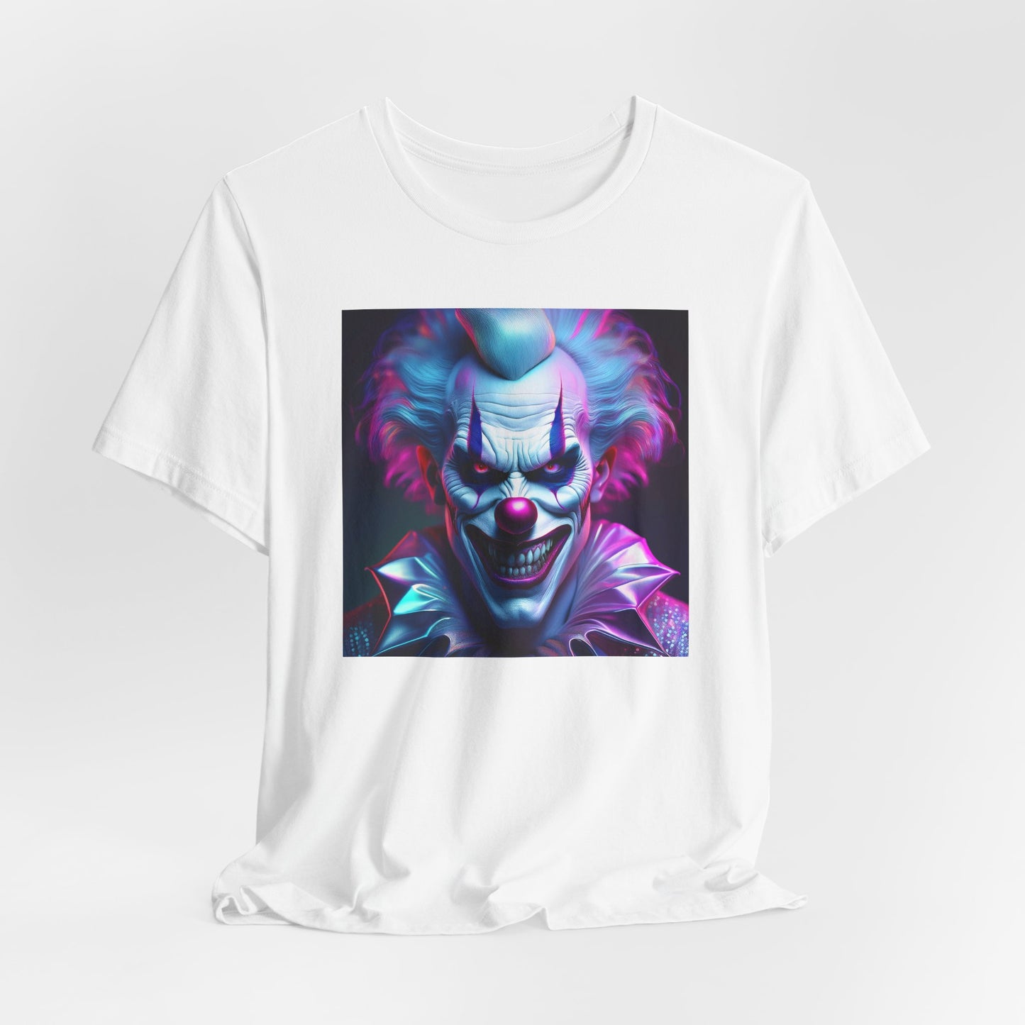 Scary Clown Halloween Shirt – Creepy Evil Clown Face Graphic Tee for Horror Fans. Unisex Jersey Short Sleeve Tee