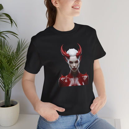 Fierce Devil Woman Halloween Shirt – Seductive Demon Graphic Tee for Bold Halloween Style
