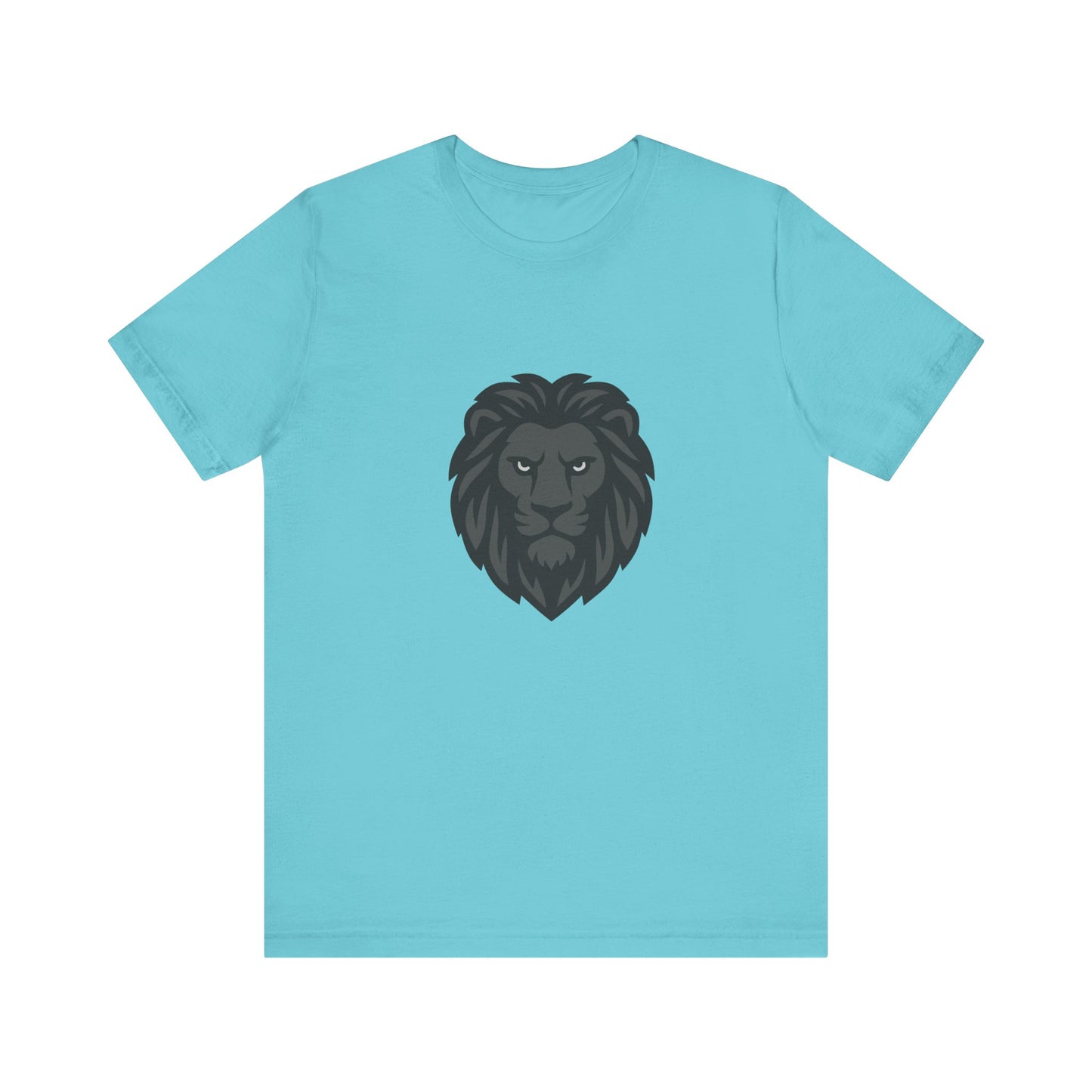 Dark Lion Graphic T-Shirt – Dark Theme Grayscale Lion Face Design on Black Tee for Strength, Confidence, and Modern Ghost Effect Style. Unisex Jersey Short Sleeve Tee