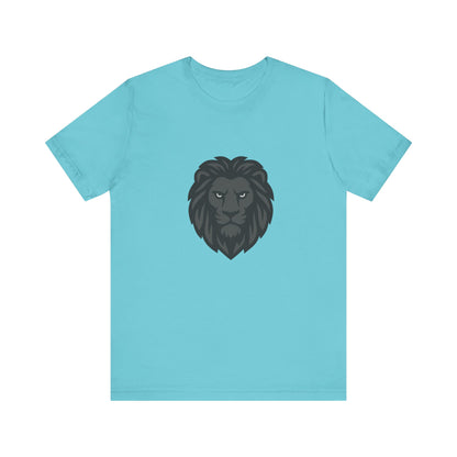 Dark Lion Graphic T-Shirt – Dark Theme Grayscale Lion Face Design on Black Tee for Strength, Confidence, and Modern Ghost Effect Style. Unisex Jersey Short Sleeve Tee
