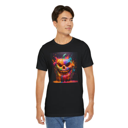 Neon Splatter Pumpkin Halloween Shirt – Vibrant Dripping Jack-o’-Lantern Graphic Tee for Bold Spooky Style
