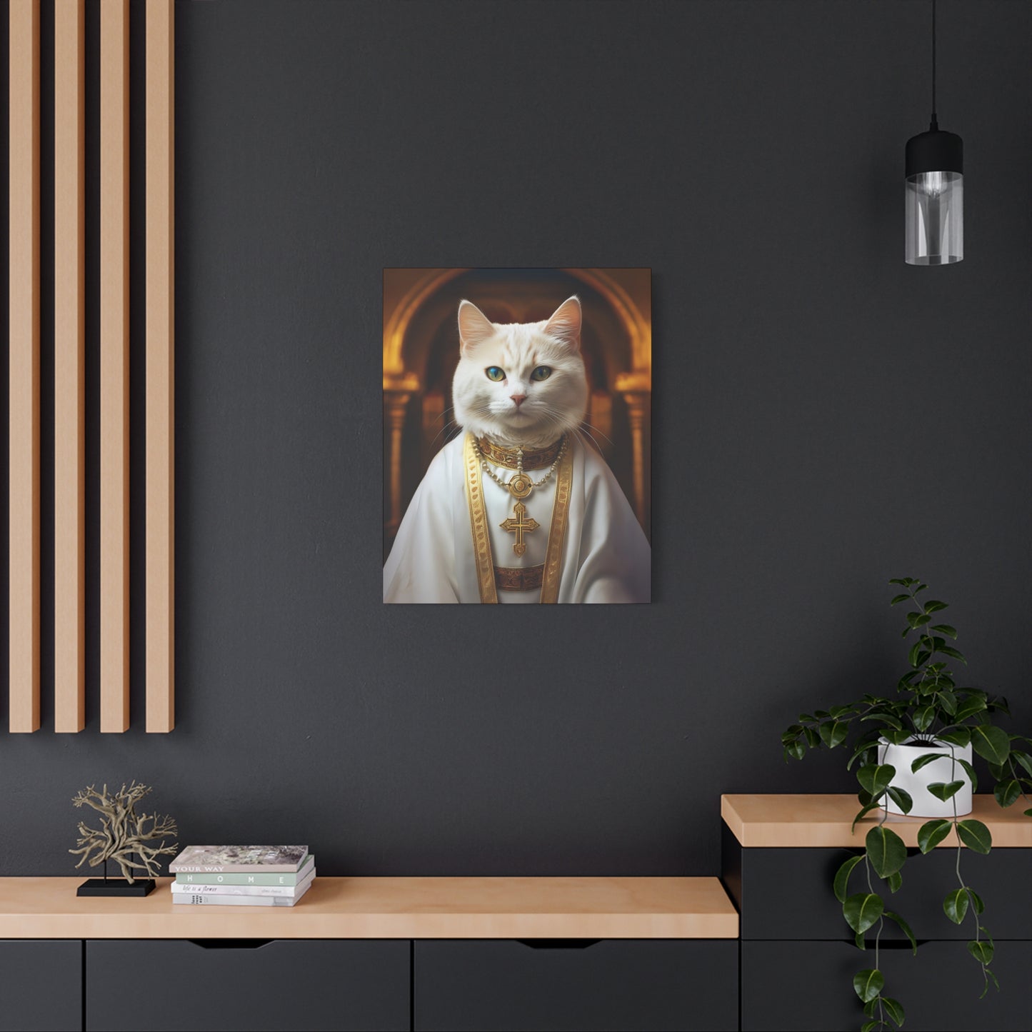 Cat-holic Priest Canvas Art | Stretched Matte Wall Decor