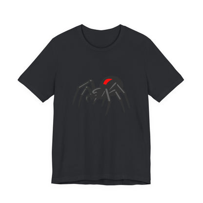 Black Widow Spider Graphic Tee Dark Theme – Deadly Cool Vector Design with Red Mark Accent