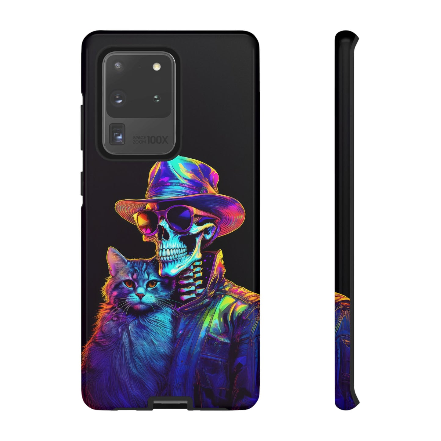 Skeleton holding a Cat Cell Phone Case 002