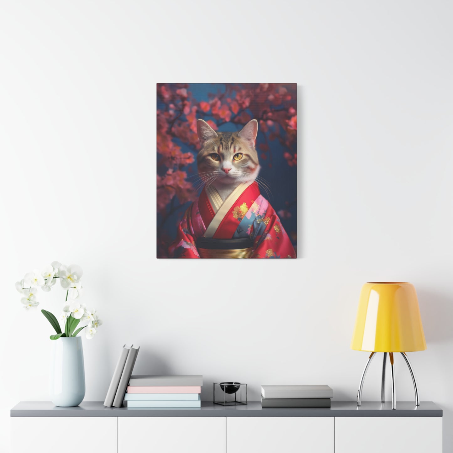 Cat Geisha Canvas Art | Stretched Matte Wall Decor 002