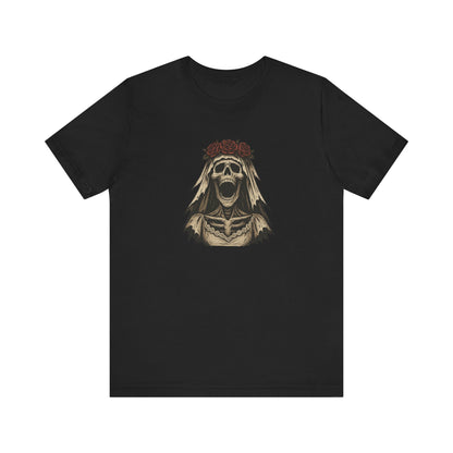Screaming Skeleton Bride Halloween Shirt – Gothic Undead Bride Graphic Tee for Spooky Season Horror Fans