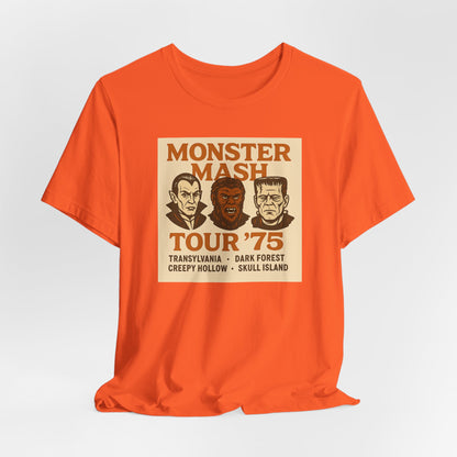 Monster Mash Tour '75 Halloween Shirt – Vintage Horror Band Tee Featuring Dracula, Wolfman, Frankenstein