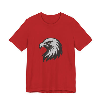 Eagle Head Graphic T-Shirt – Bold Dark Theme Grayscale Bird of Prey Design on Black Tee with Fierce Detail and Modern Ghost Effect. Unisex Jersey Short Sleeve Tee