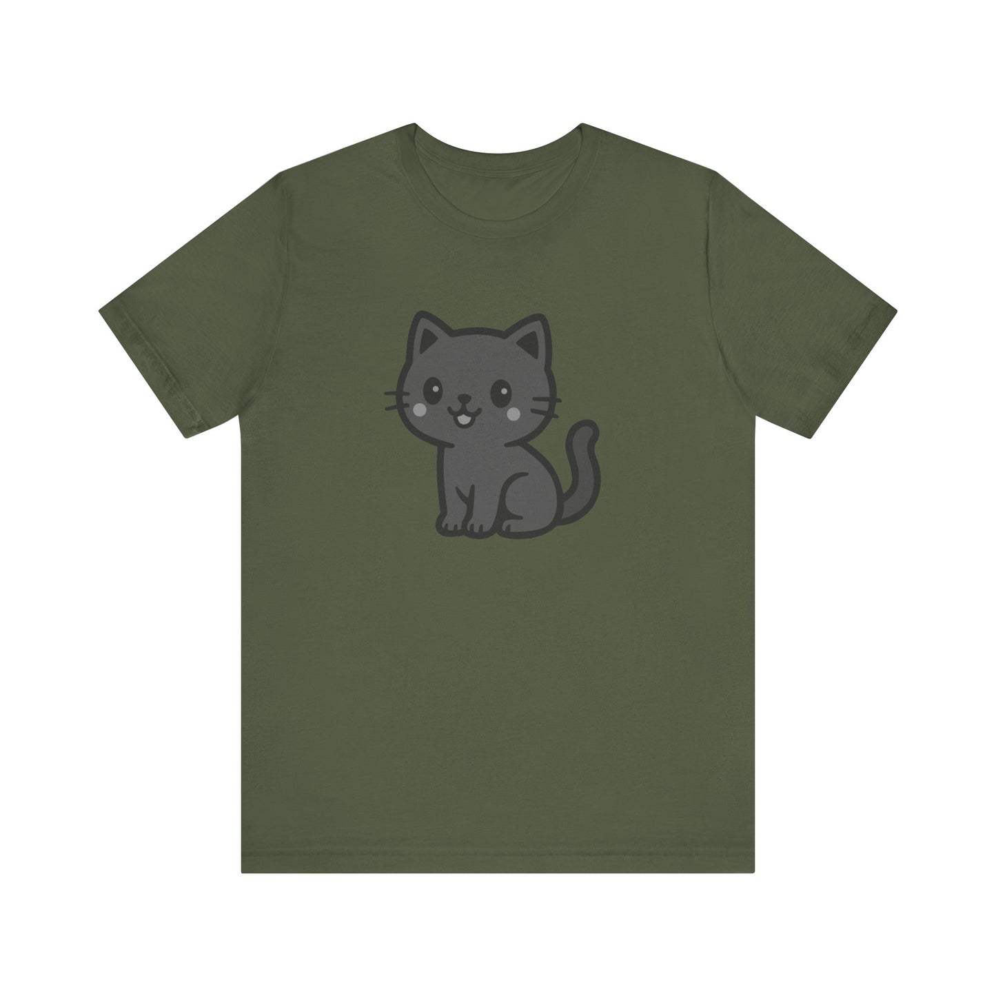 Cute Cat Graphic Tee Dark Theme – Kawaii Vector Design for Cat Lovers with Subtle Style
