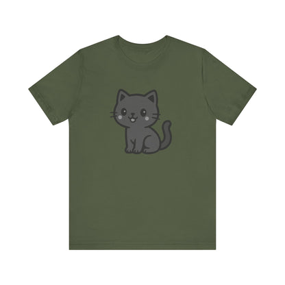 Cute Cat Graphic Tee Dark Theme – Kawaii Vector Design for Cat Lovers with Subtle Style