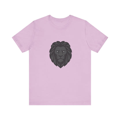 Dark Lion Graphic T-Shirt – Dark Theme Grayscale Lion Face Design on Black Tee for Strength, Confidence, and Modern Ghost Effect Style. Unisex Jersey Short Sleeve Tee