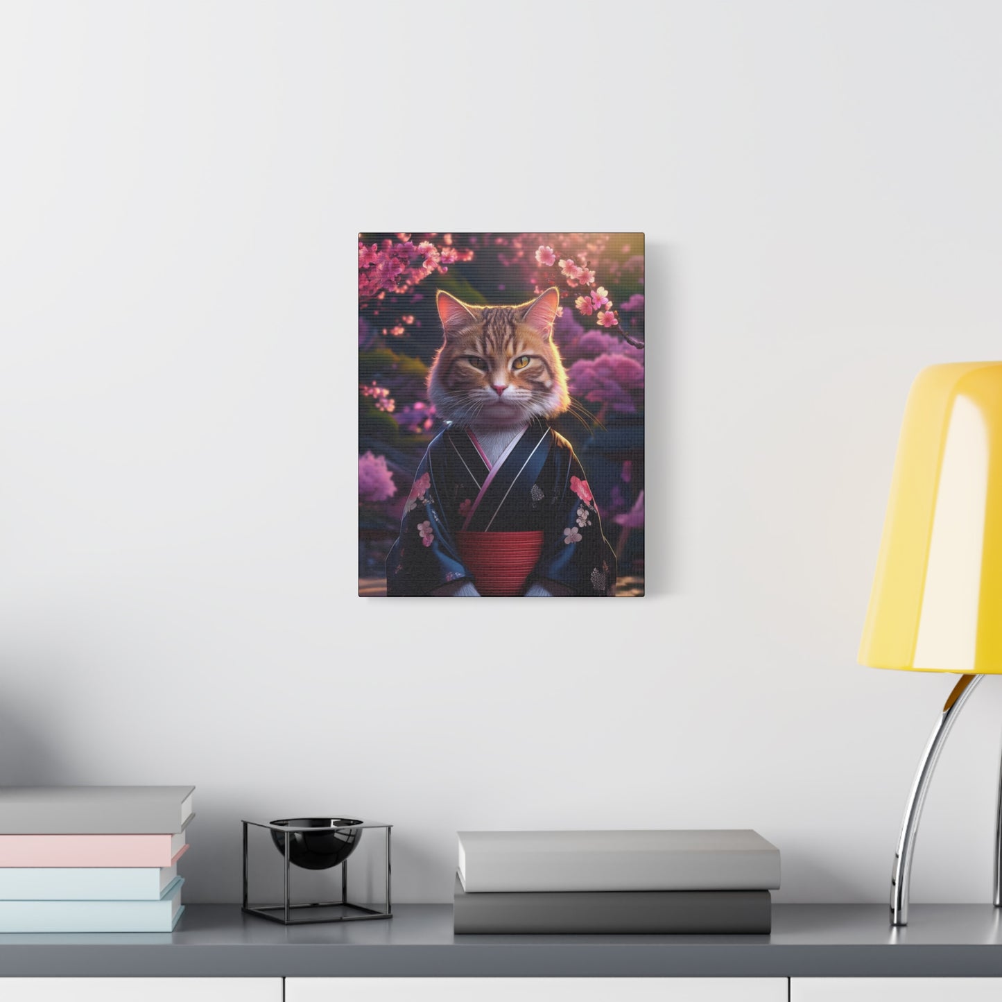 Cat Geisha Canvas Art | Stretched Matte Wall Decor 001