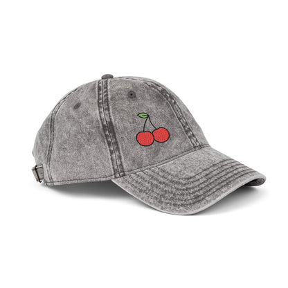 Cherries Vintage Hat – Embroidered Red Fruit Hat with Bold Minimalist Design and Flirty Style
