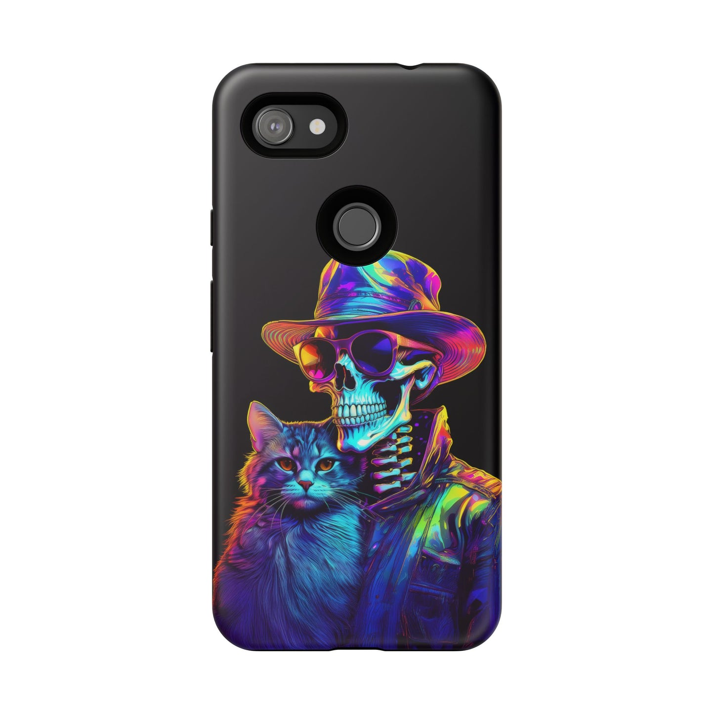 Skeleton holding a Cat Cell Phone Case 002