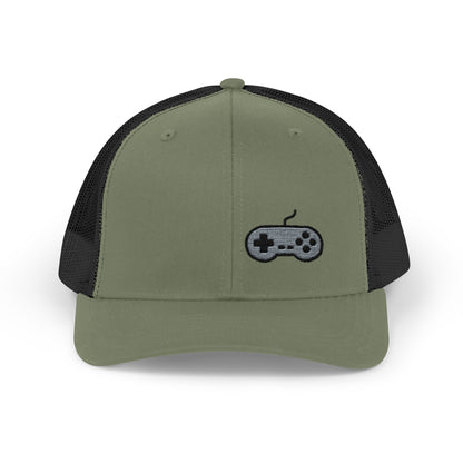 Retro Game Controller Trucker Hat – Embroidered Gamer Hat for Vintage Video Game Lovers and 90s Nostalgia