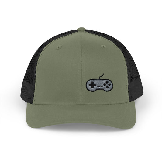 Retro Game Controller Trucker Hat – Embroidered Gamer Hat for Vintage Video Game Lovers and 90s Nostalgia
