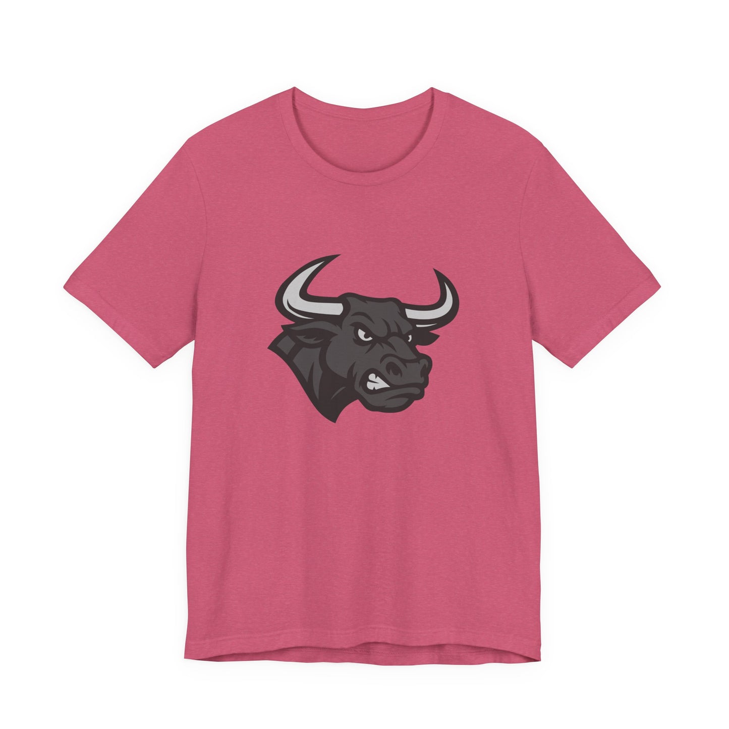 Angry Bull Graphic T-Shirt – Dark Theme Grayscale Bull Head Design on Black Tee for Streetwear, Gym, or Bold Urban Style. Unisex Jersey Short Sleeve Tee