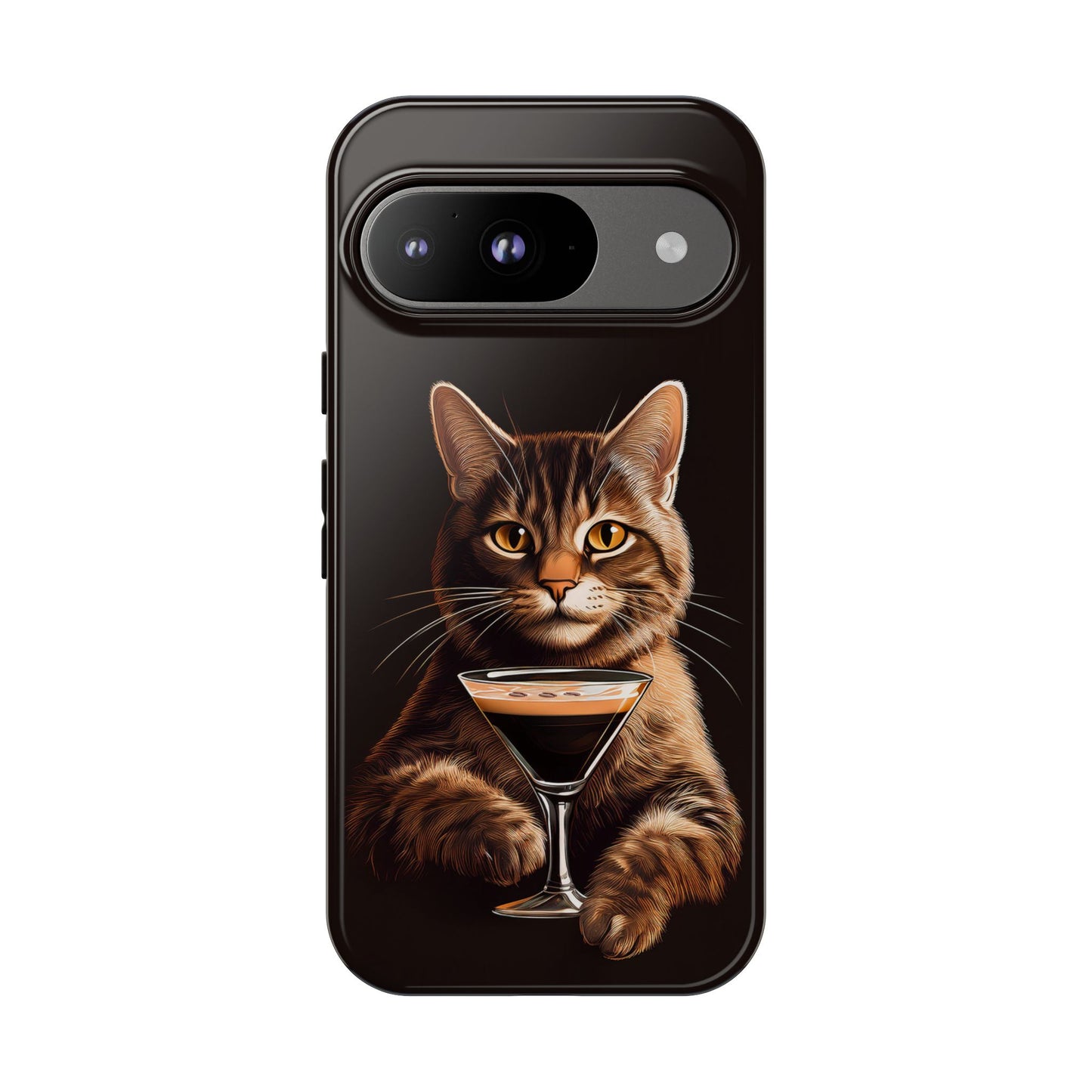 Sophisticated Cat with Espresso Martini Cell Phone Case 001