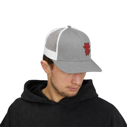 Lil Devil Trucker Hat – Embroidered Cute Mischief Hat with Kawaii Devil