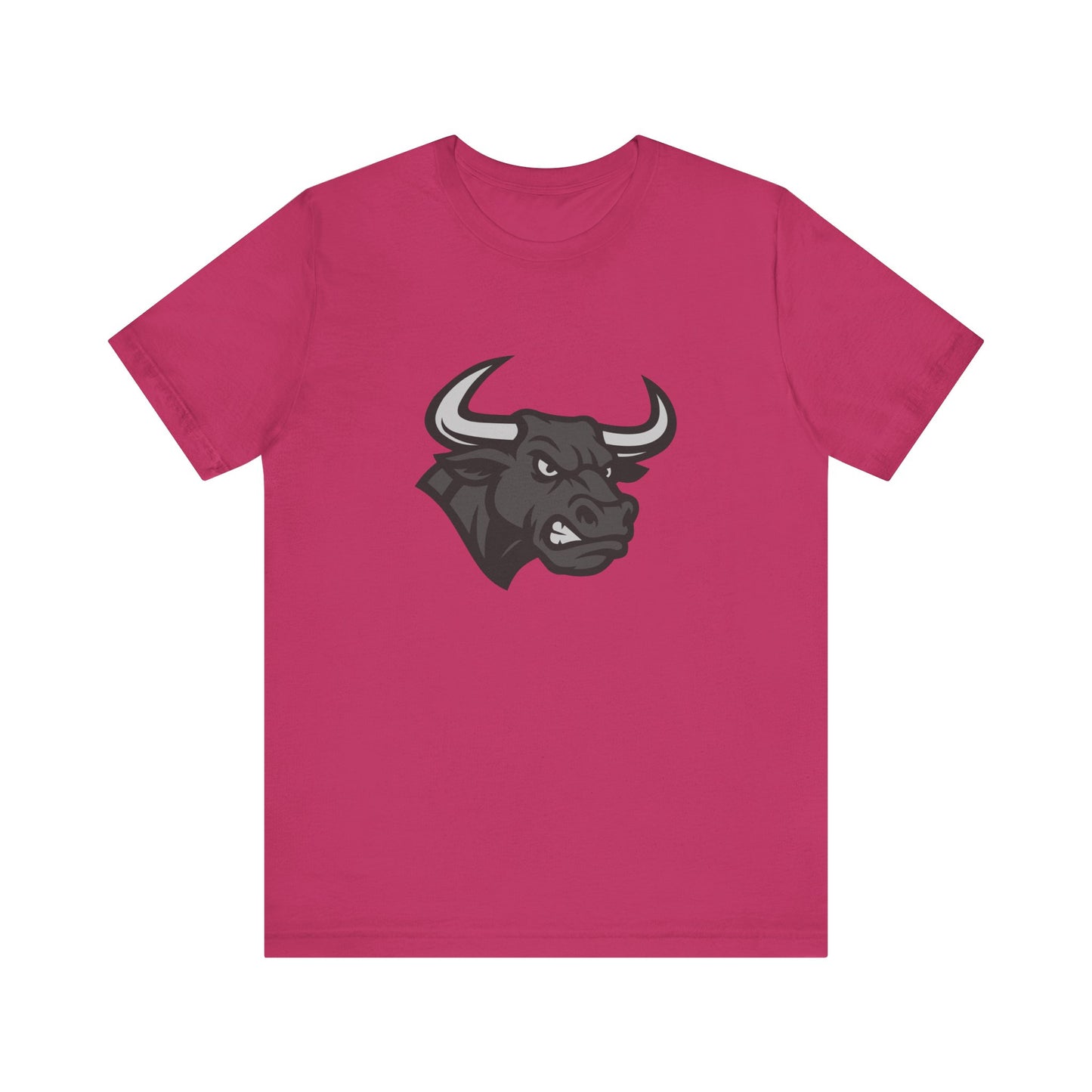 Angry Bull Graphic T-Shirt – Dark Theme Grayscale Bull Head Design on Black Tee for Streetwear, Gym, or Bold Urban Style. Unisex Jersey Short Sleeve Tee
