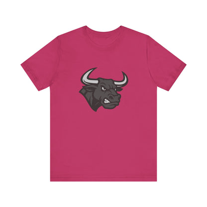 Angry Bull Graphic T-Shirt – Dark Theme Grayscale Bull Head Design on Black Tee for Streetwear, Gym, or Bold Urban Style. Unisex Jersey Short Sleeve Tee