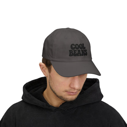 Cool Beans Classic Dad Hat – Embroidered Minimalist Text Hat for Chill Vibes and Quiet Comedy Fans. Black Letters