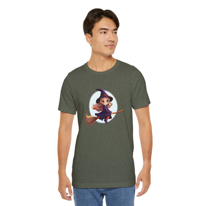 Cute Witch on a Broom Halloween Shirt – Adorable Flying Witch Graphic Tee for Kids and Magic Lovers