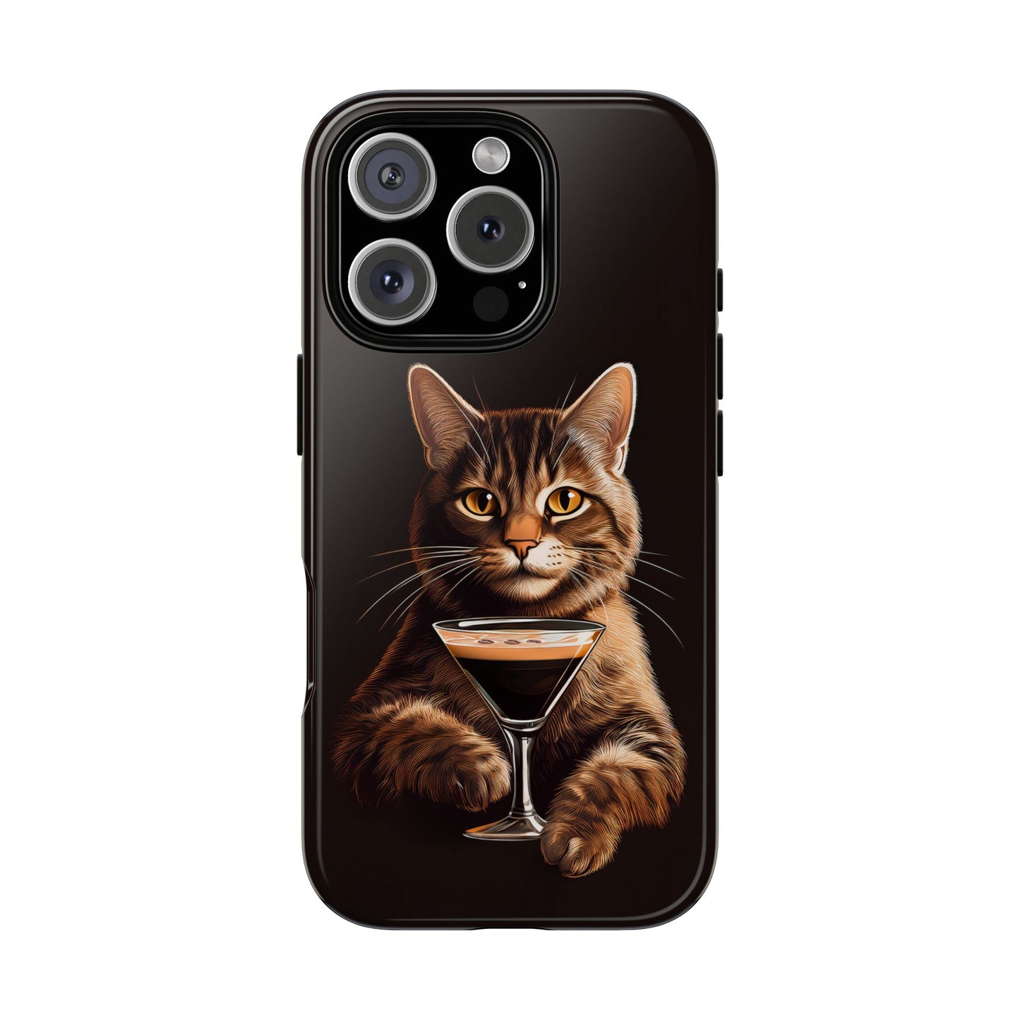 Sophisticated Cat with Espresso Martini Cell Phone Case 001