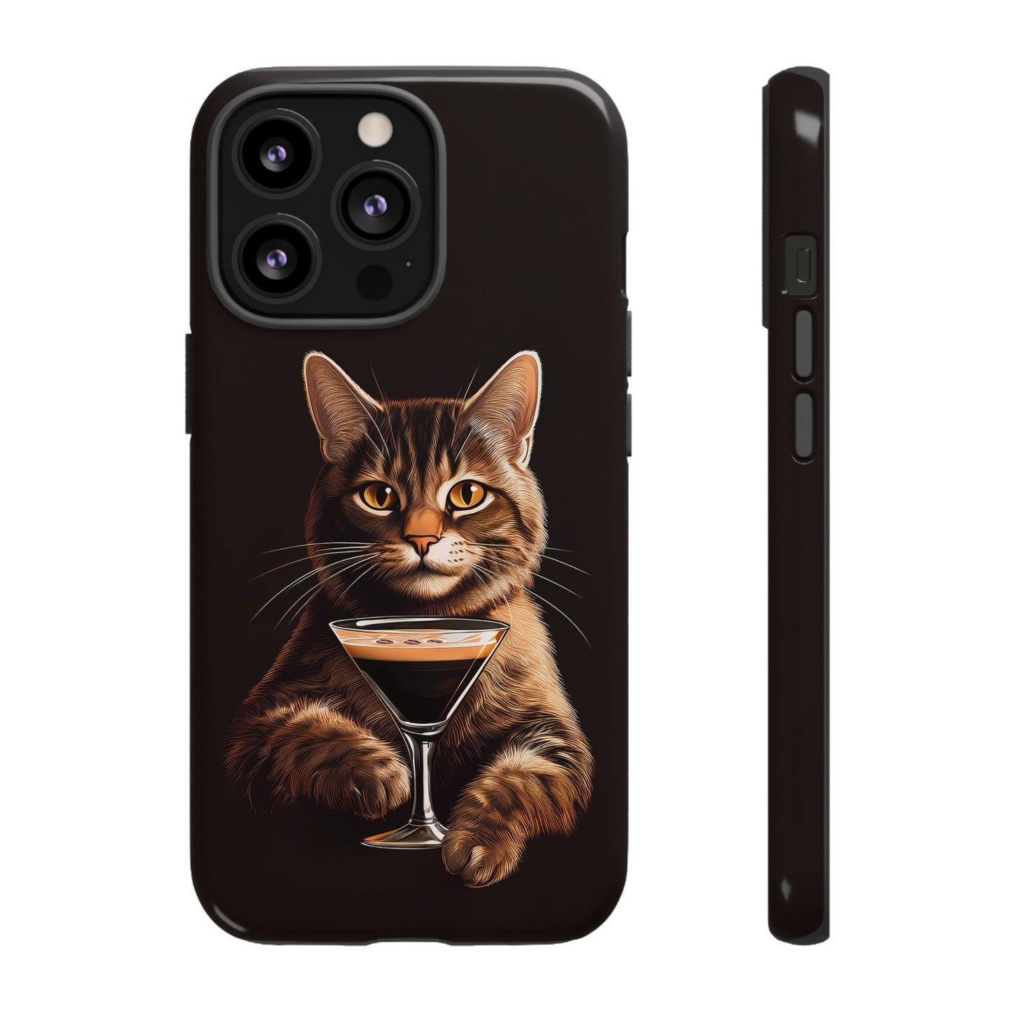 Sophisticated Cat with Espresso Martini Cell Phone Case 001