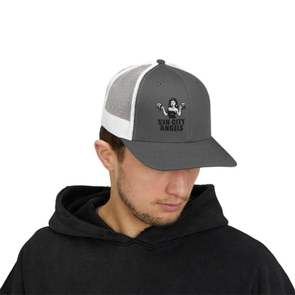Sin City Angels Trucker Hat – Embroidered Vegas Girl Hat for Party Vibes