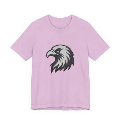 Eagle Head Graphic T-Shirt – Bold Dark Theme Grayscale Bird of Prey Design on Black Tee with Fierce Detail and Modern Ghost Effect. Unisex Jersey Short Sleeve Tee