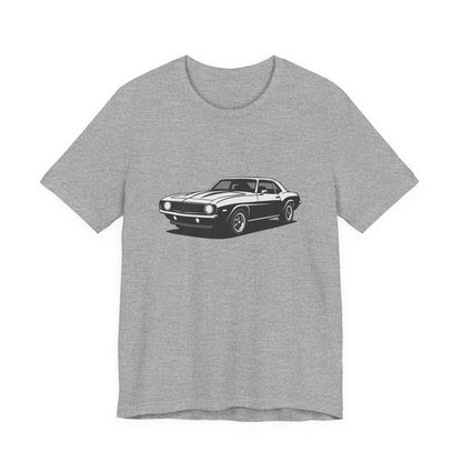 Classic Muscle Car Graphic Tee Dark Theme – Retro Camaro Vector Design for Auto Enthusiasts