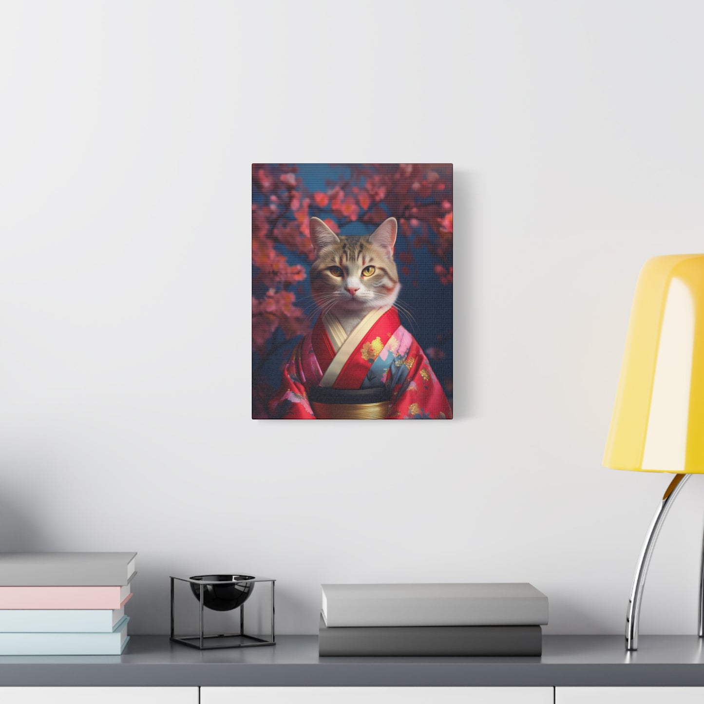 Cat Geisha Canvas Art | Stretched Matte Wall Decor 002