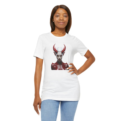 Fierce Devil Woman Halloween Shirt – Seductive Demon Graphic Tee for Bold Halloween Style
