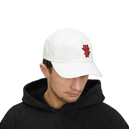 Lil Devil Embroidered Classic Dad Hat – Cute Red Devil Design for Halloween, Spooky Style, and Mischievous Everyday Vibes