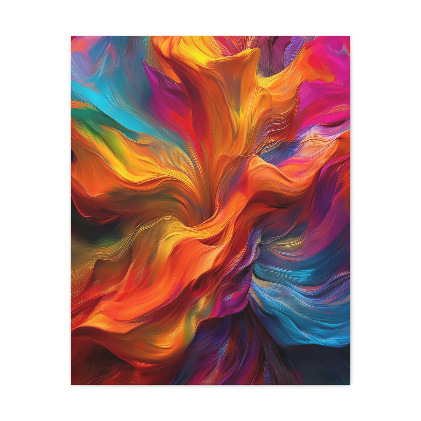 Rainbow Waves Vibrant Abstract Canvas Art - Colorful Stretched Wall Decor