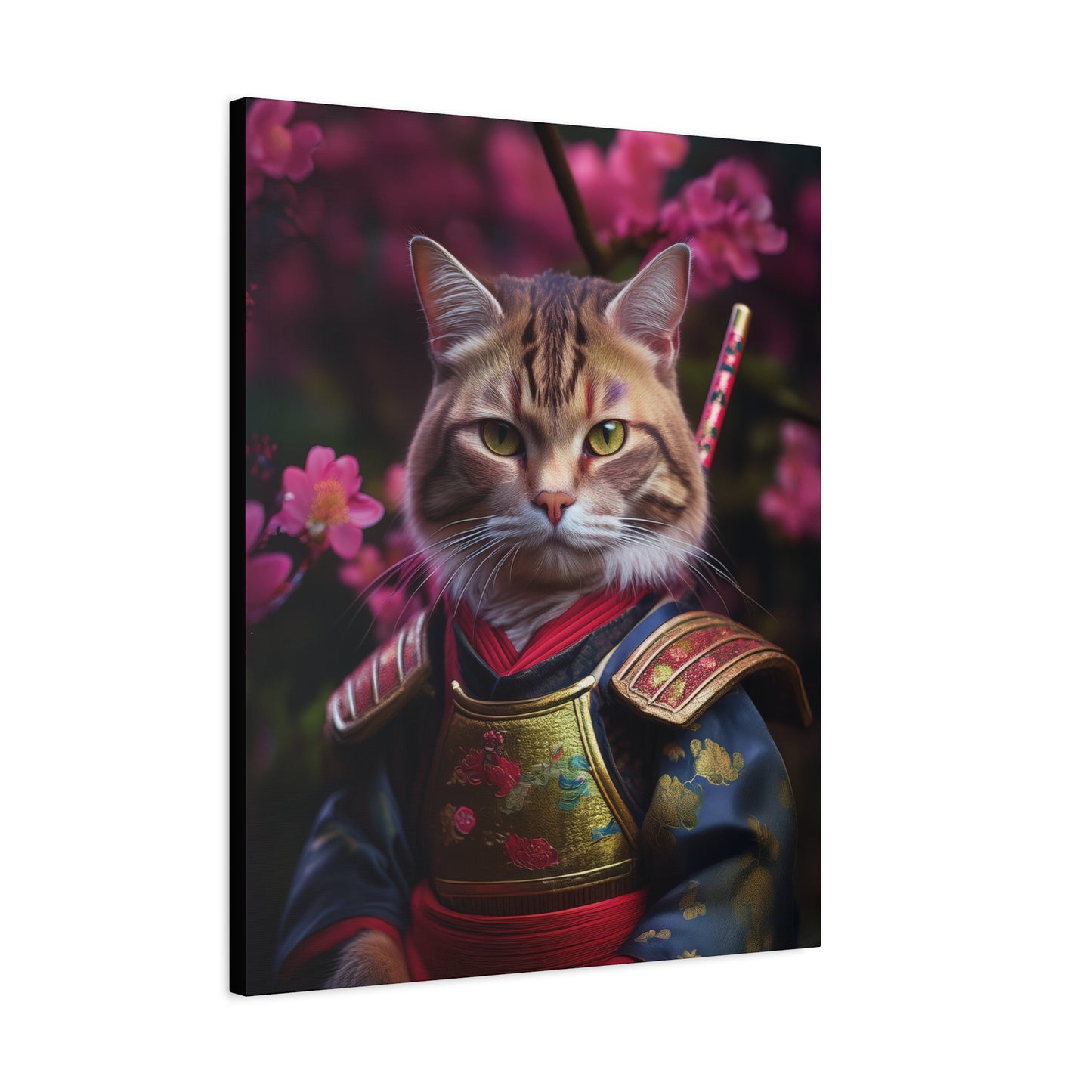 Samurai Meowster Canvas Art | Stretched Matte Wall Decor