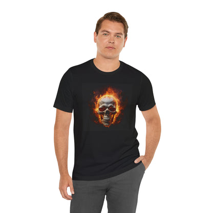 Flaming Skull Halloween Shirt – Intense Fire Skull Graphic Tee for Hardcore Spooky Season Style