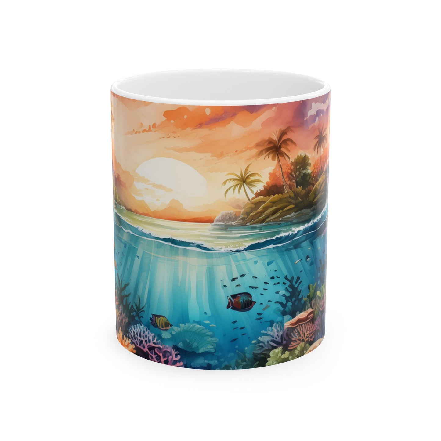 Above and Below Watercolor Ceramic Mug, (11oz, 15oz)