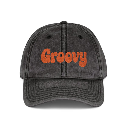 Groovy Vintage Hat – Retro Embroidered Hat with 70s Style Font for Funky Vibes, Chill Days, and Vintage Cool