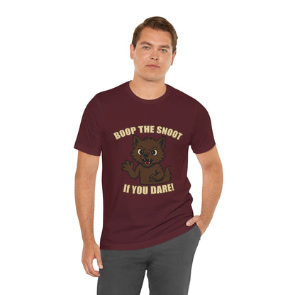 Boop the Snoot If You Dare Halloween Shirt – Funny Werewolf Halloween Graphic Unisex Jersey Short Sleeve Tee for Dog Lovers.