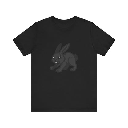 Angry Bunny Graphic T-Shirt – Fierce Black Rabbit Dark Theme Design on Dark Tee for Streetwear, Gym Style, or Bold Animal Aesthetic. Unisex Jersey Short Sleeve Tee