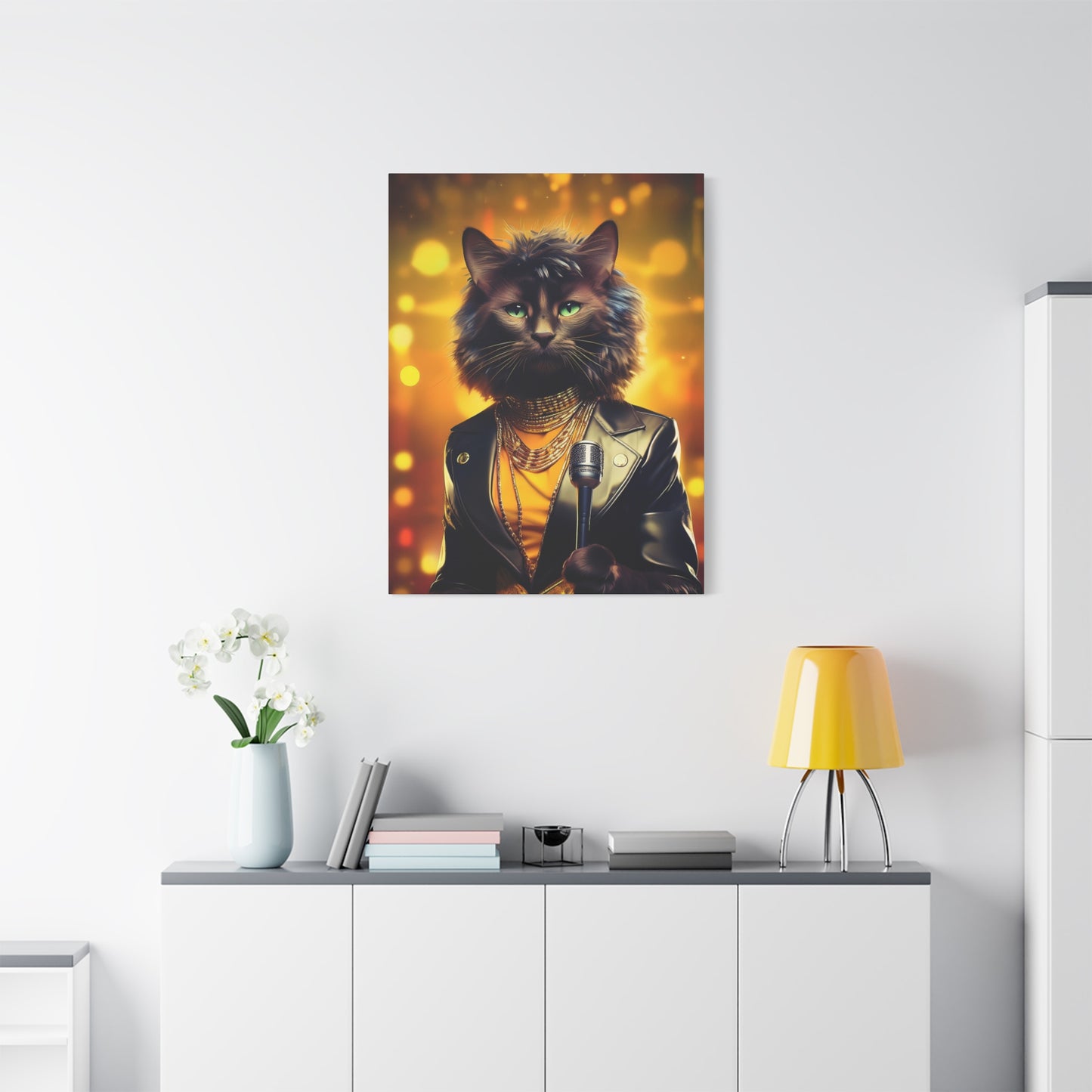 Purr-fectly Cool Lounge Cat Canvas Art | Stretched Matte Wall Decor 001