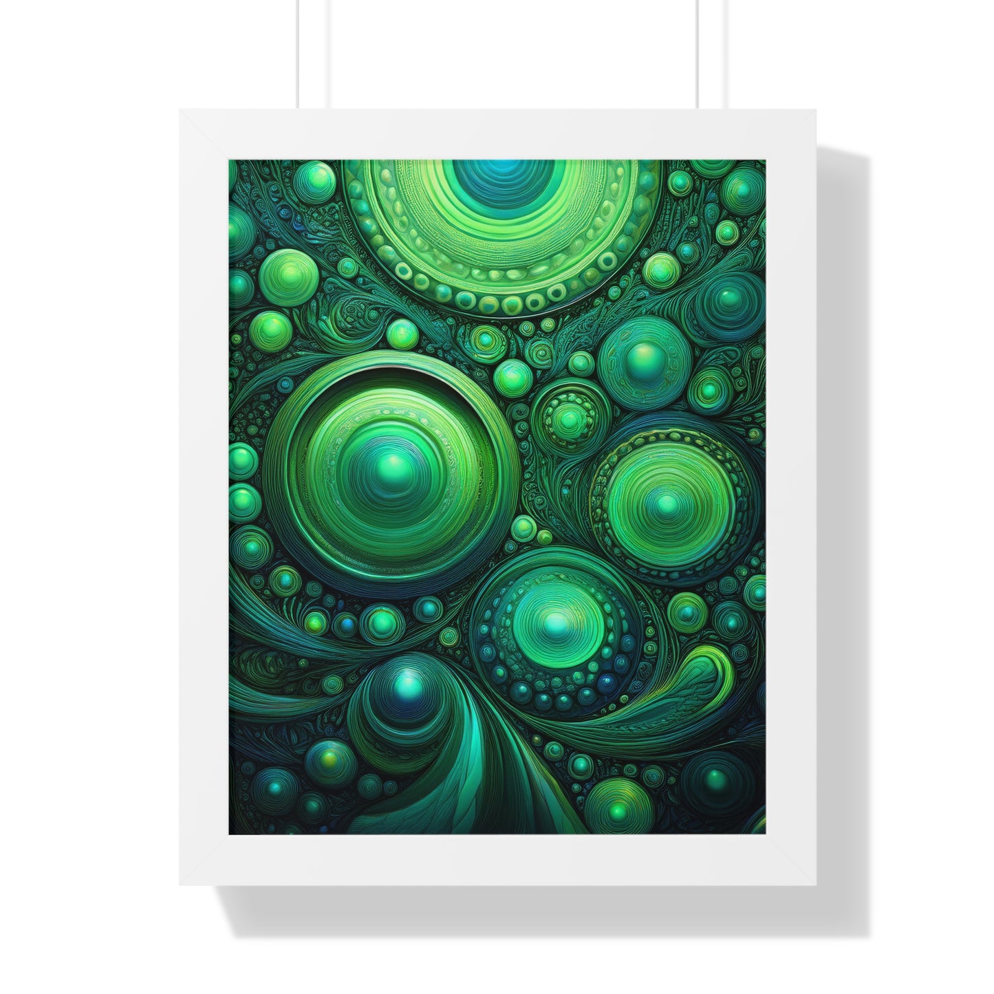 Verde Future Abstract Green Framed Vertical Poster - Modern Wall Art for Home Decor