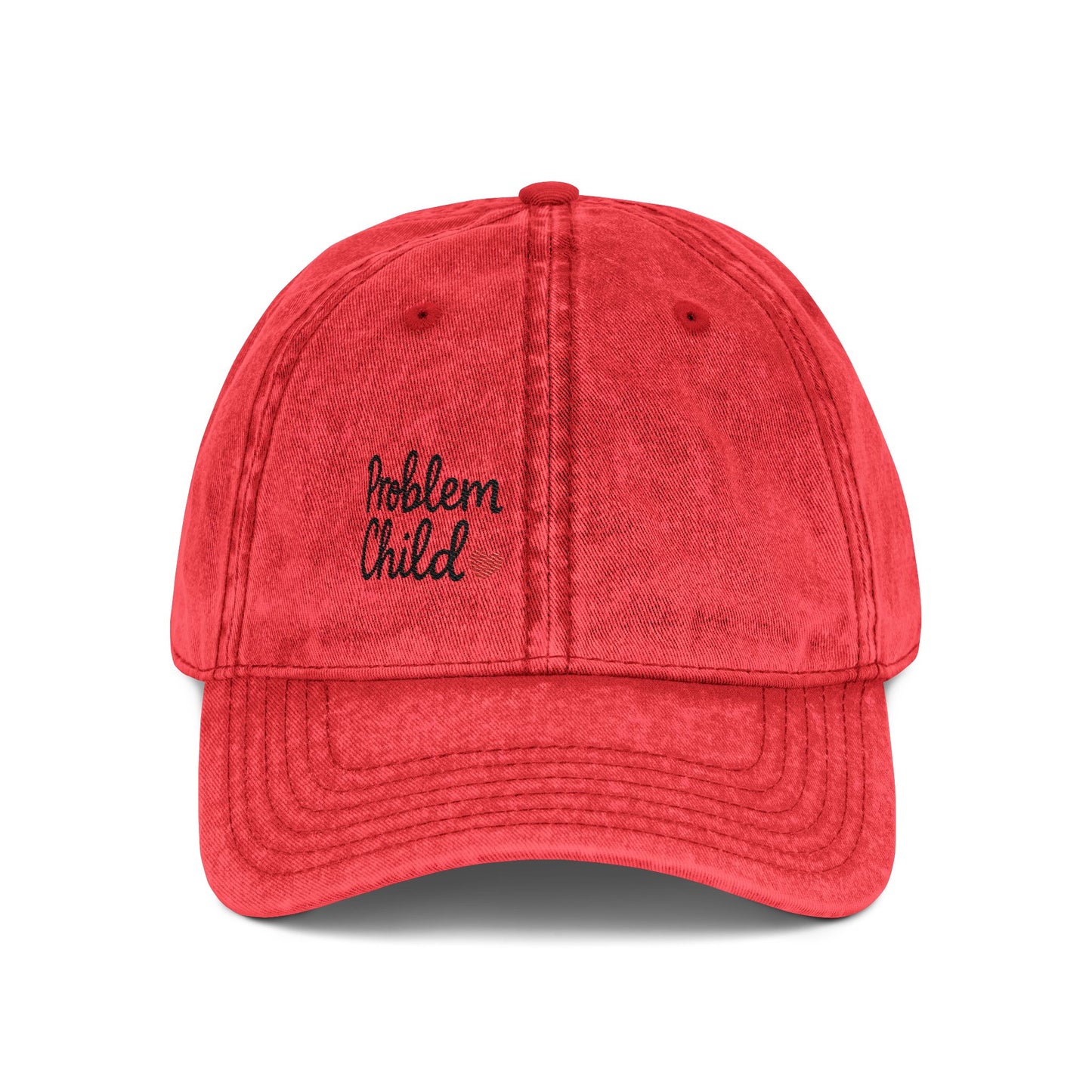 Problem Child Vintage Hat – Bold Script Hat with Red Heart for the Unruly and Unapologetic
