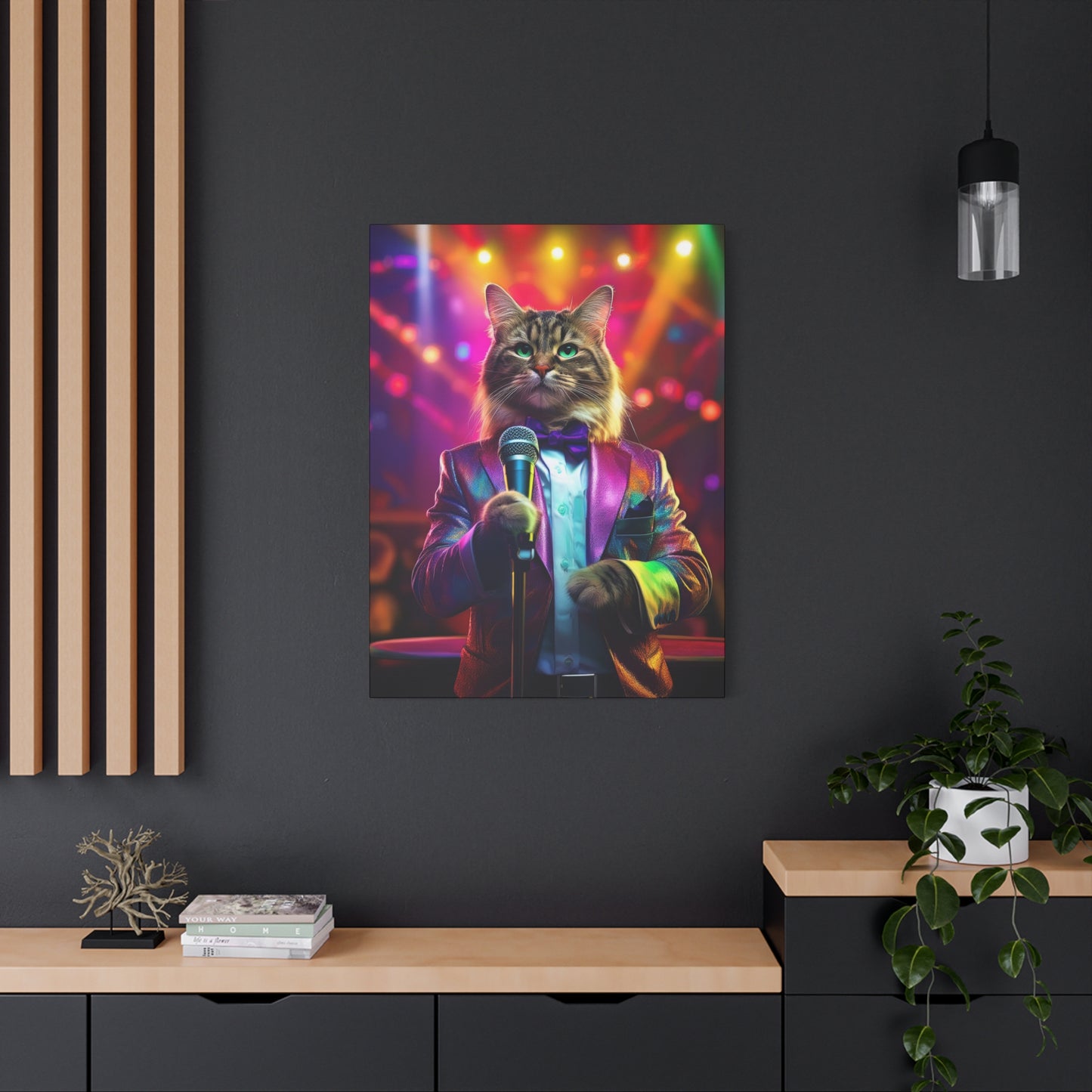 Purr-fectly Cool Lounge Cat Canvas Art | Stretched Matte Wall Decor 005