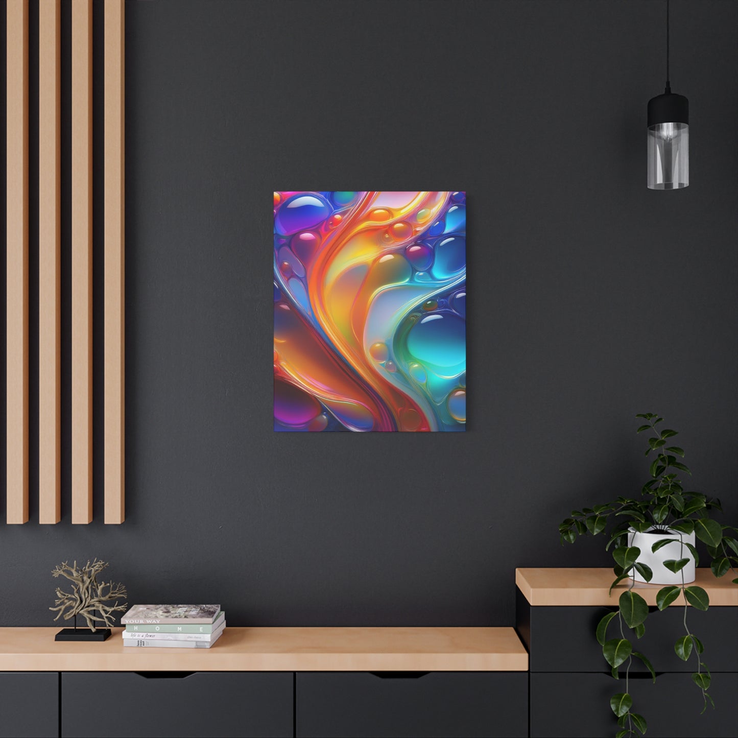 Flowing Glass Abstract Art Canvas Print - Colorful Fluid Design, Stretched Wall Decor