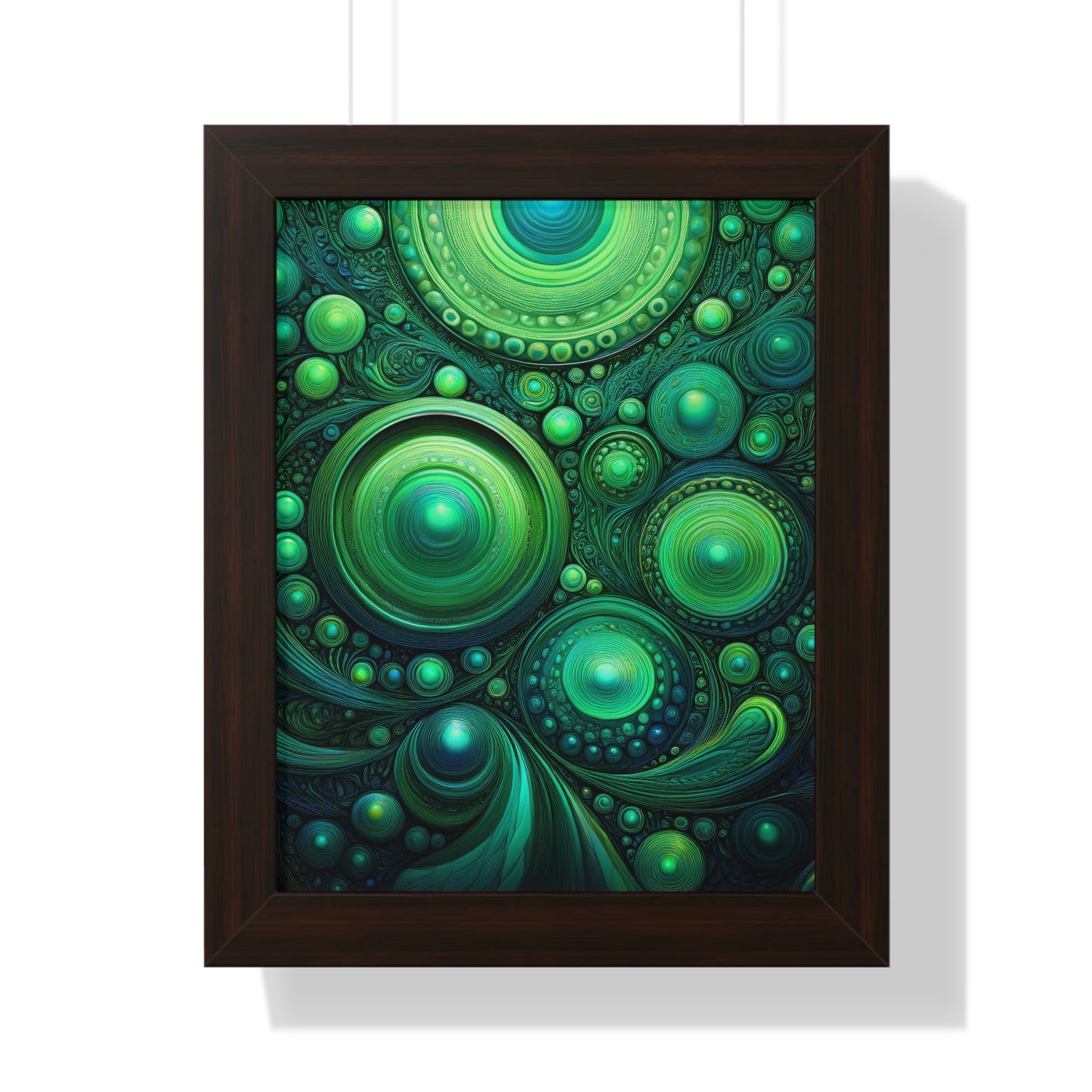 Verde Future Abstract Green Framed Vertical Poster - Modern Wall Art for Home Decor