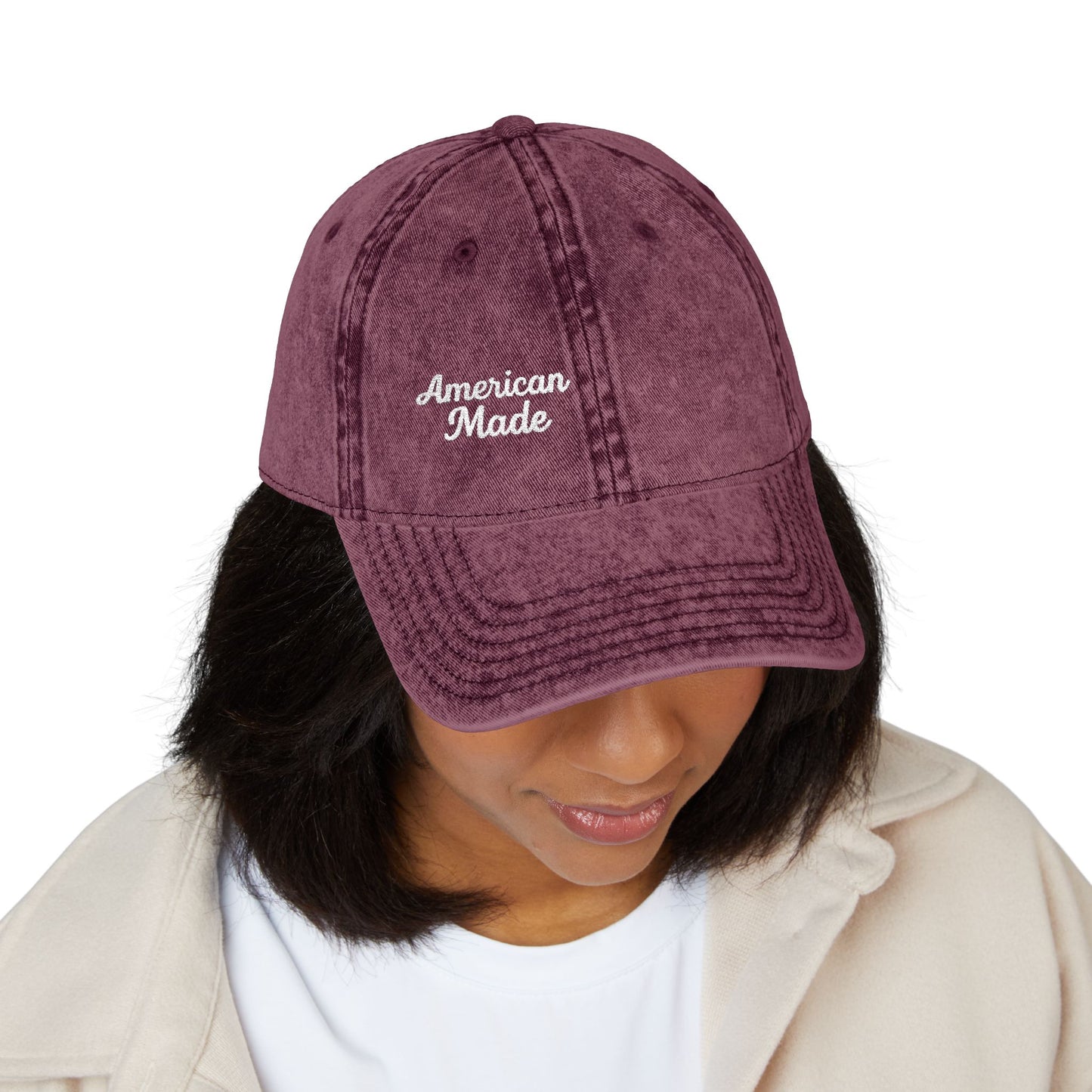 American Made Vintage Hat – Embroidered Patriotic Hat with Retro Script for USA Pride and Everyday Freedom